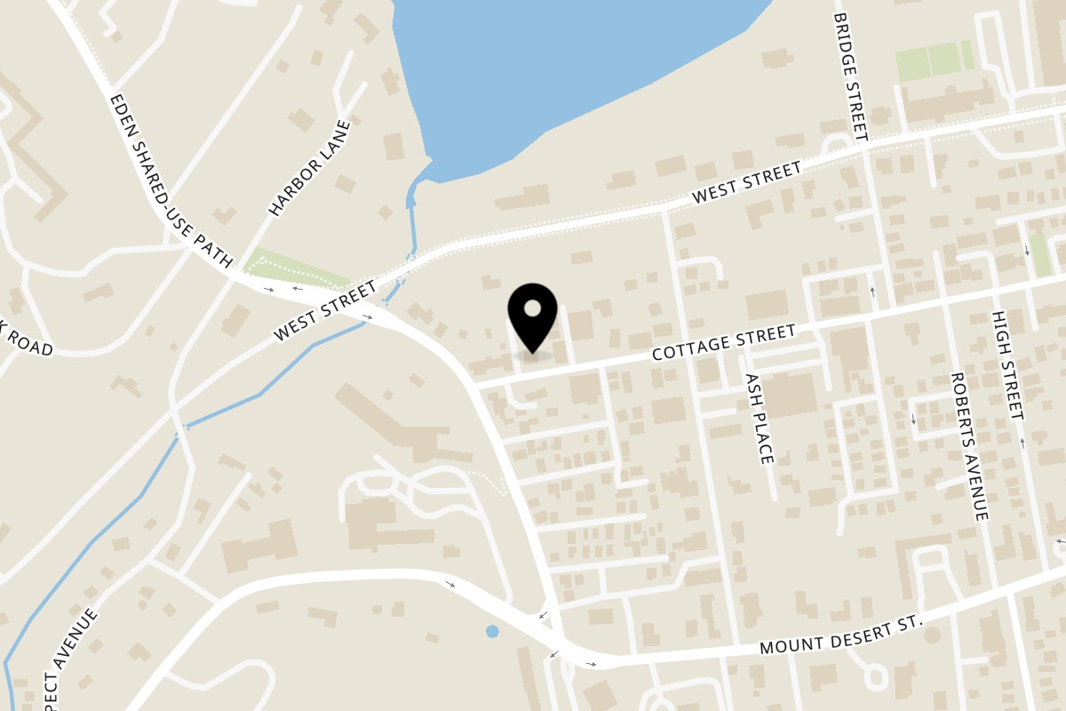 Map showing the location of Pizzeria 131 on 131 Cottage Street in Bar Harbor